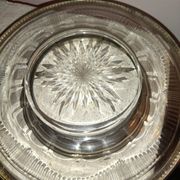 Paire de coupe plateaux verre taillé argent massif