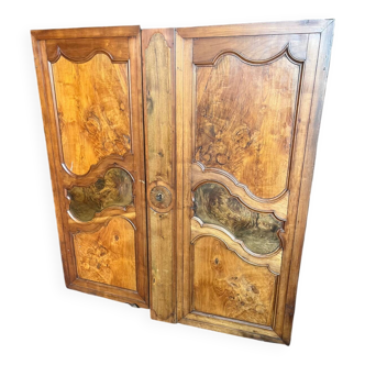 Pair of 19th-century walnut burl doors