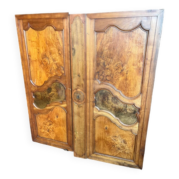 Paire de portes XIXème ronce de noyer