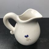 Former pitcher Vallauris ceramics white drawing vintage flowers
