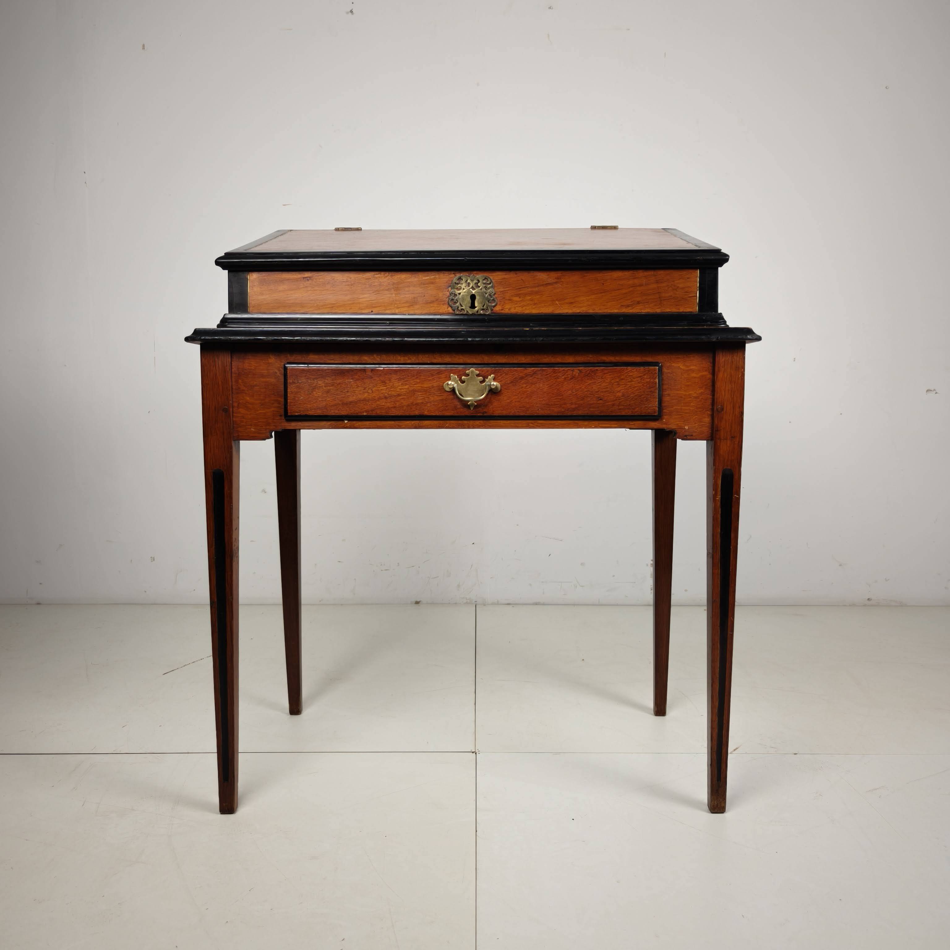 18th Century Indonesian Amboyna & Ebony Portable Writing Desk, custom stand