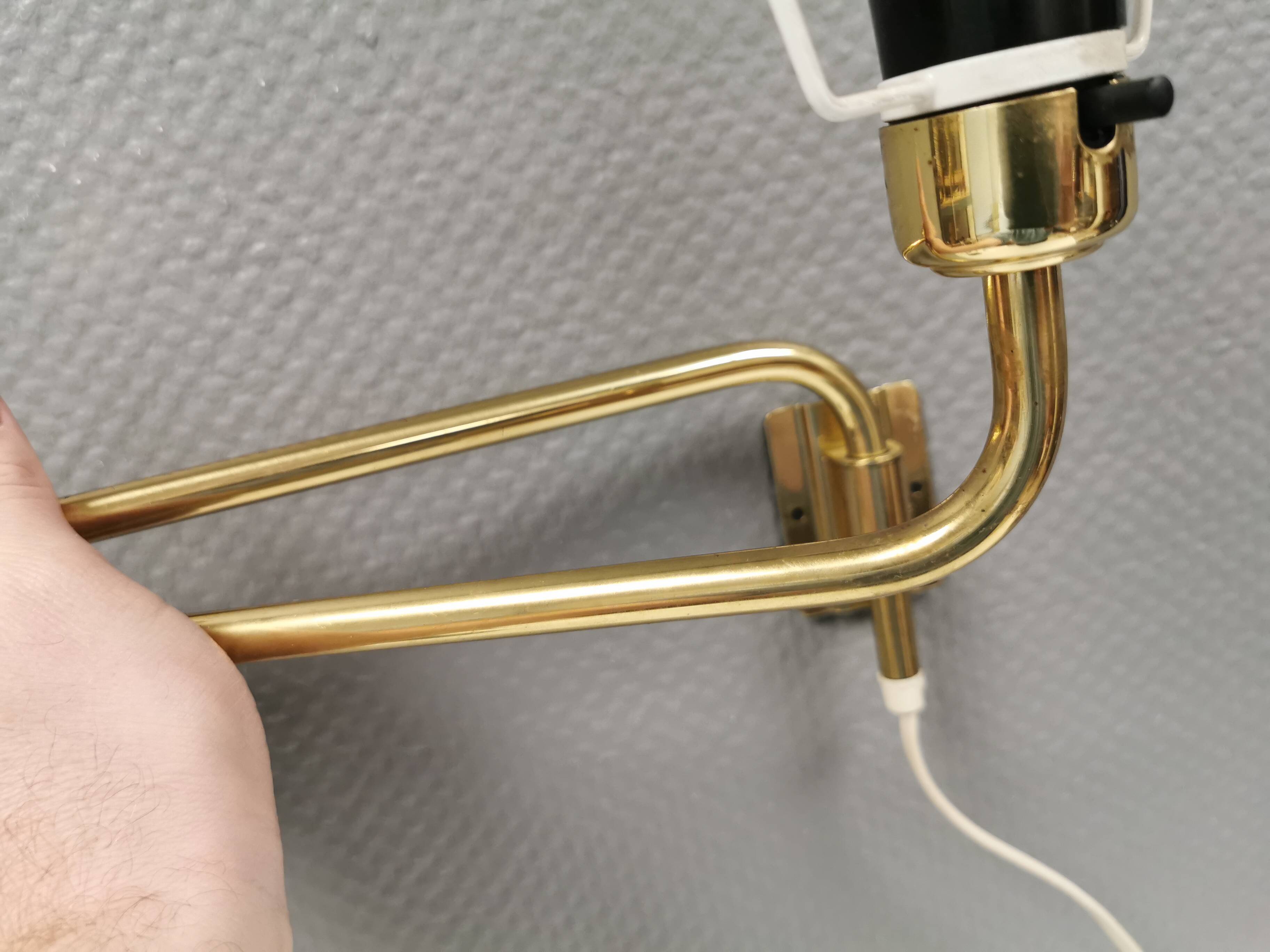 Danish “swing arm” wall lamp in brass by Lyskaer Lightning (LB) 1980s.