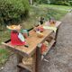 Restored old carpenter's workbench – Console / side table in solid wood
