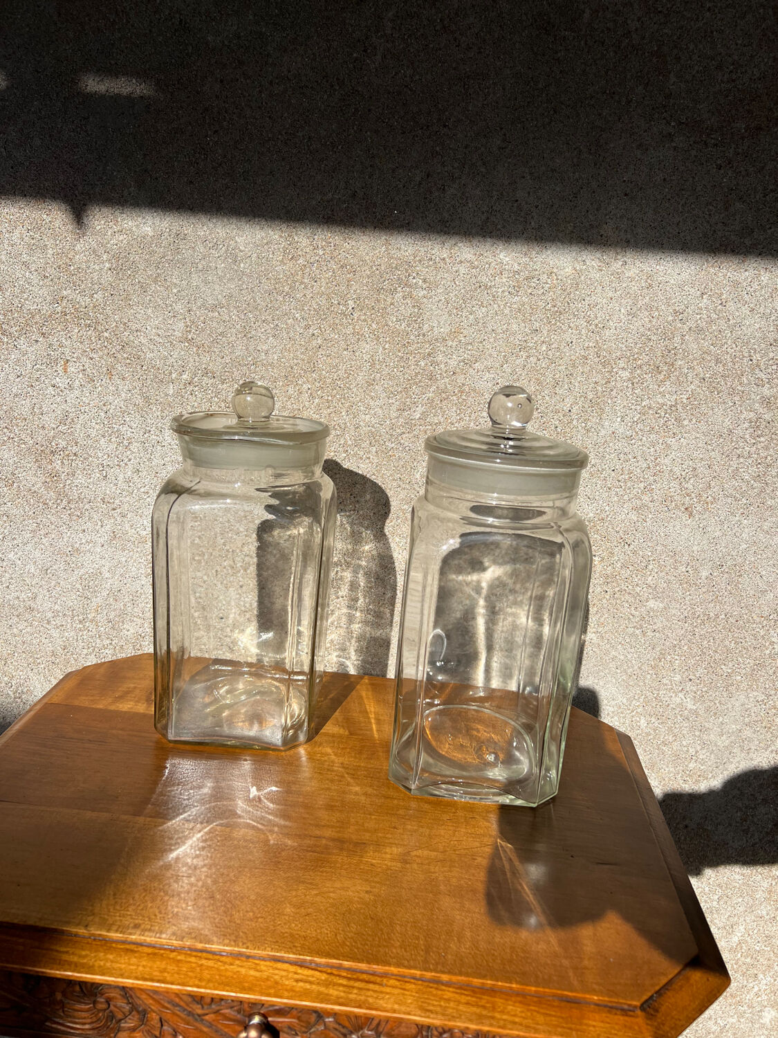 2 vintage glass jars