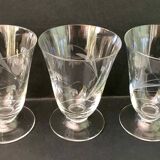 6 wine glasses carved with lily of the valley sprigs