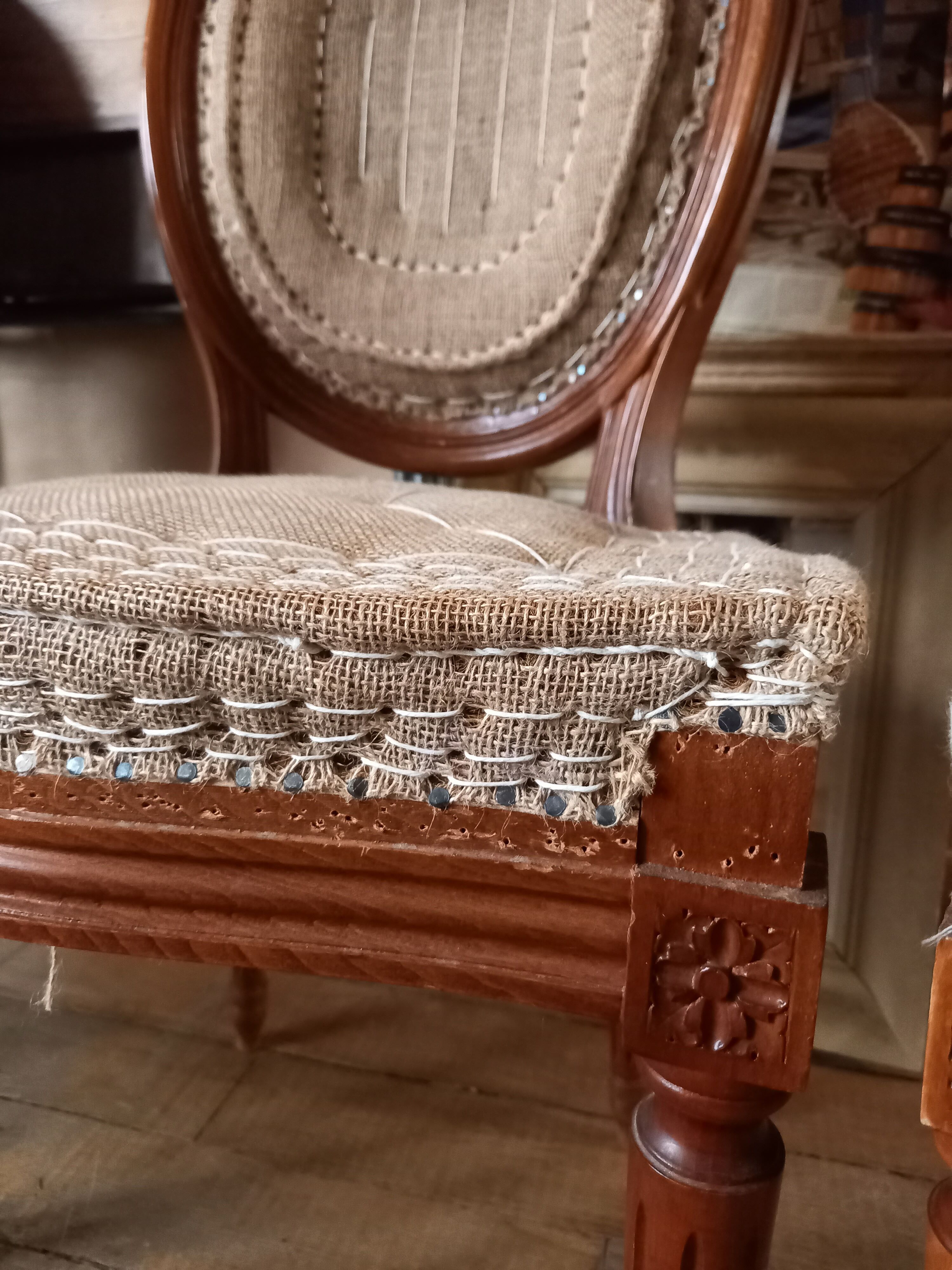 Set of an armchair and 2 medallion chairs