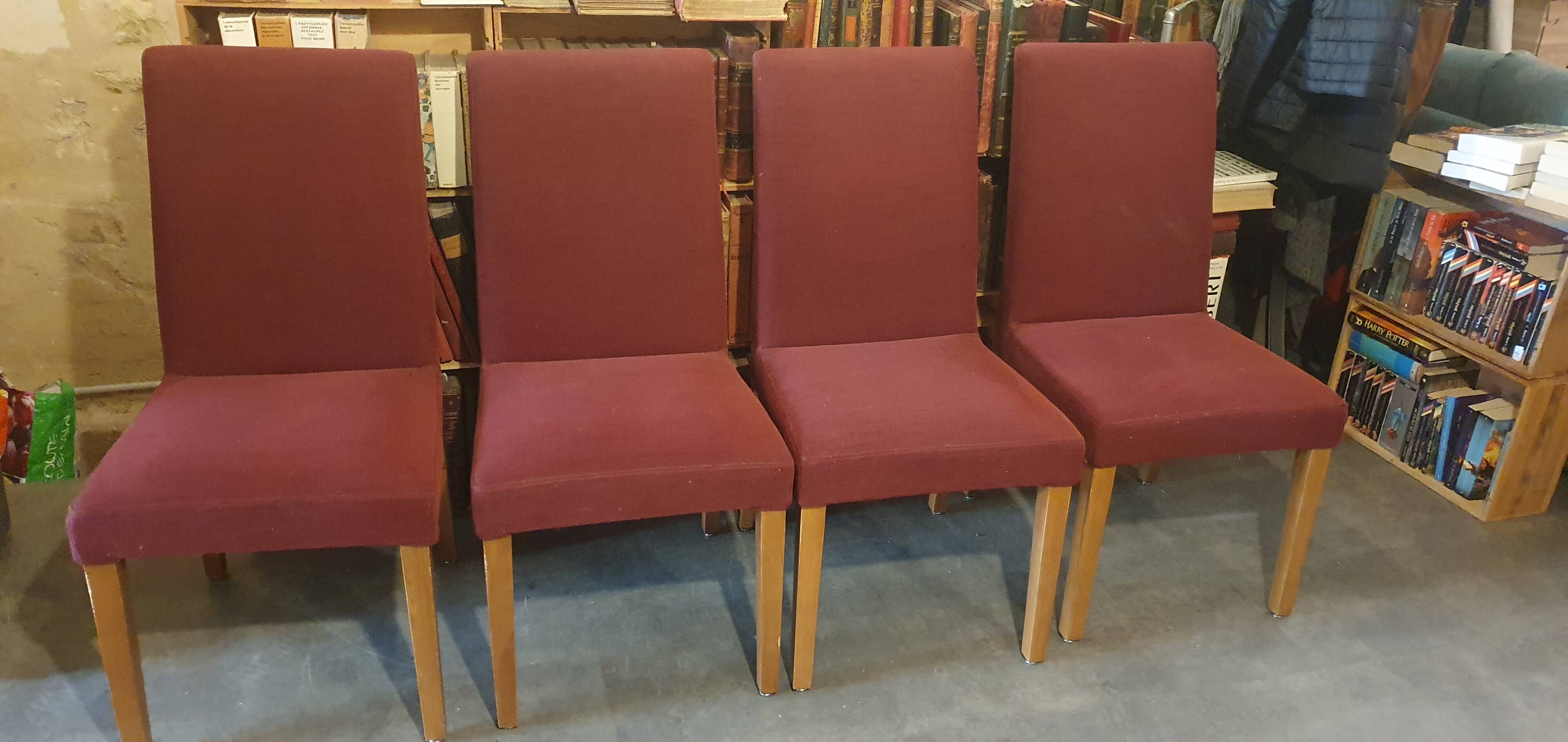 Lot 4 chaises bo concept velours rouge