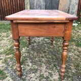 Louis Philippe style old cherry desk table with 2 drawers and 1 pull.