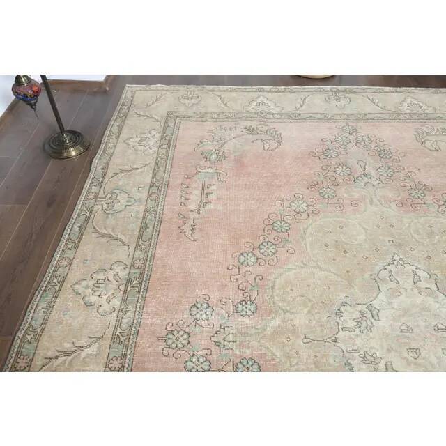 1970s Vintage Persian Handmade Wool Pink Area Rug 294x376