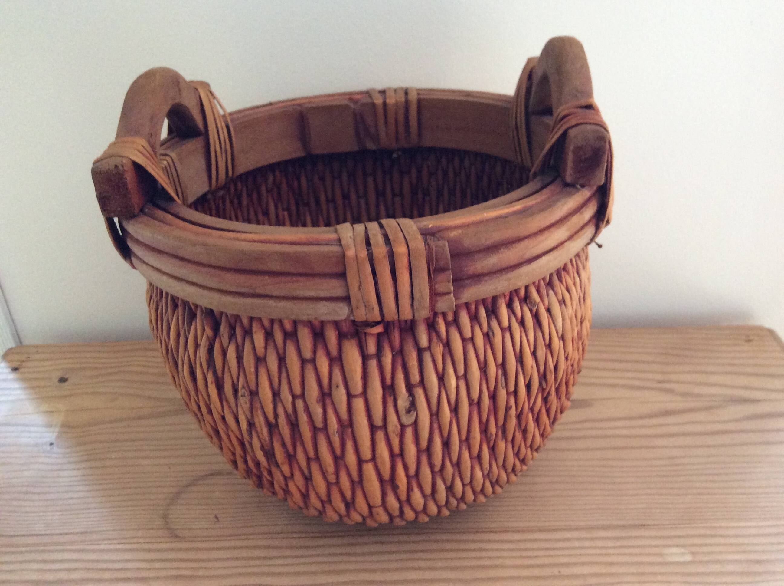 Wooden and wicker basket