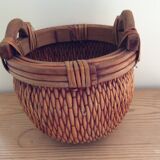 Wooden and wicker basket