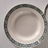 Trio of plates (2 soup plates, 1 dinner plate) Longchamp René, duck egg blue decoration