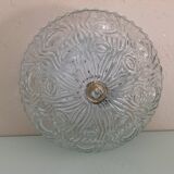 Round structured glass ceiling light / vintage 60s-70s