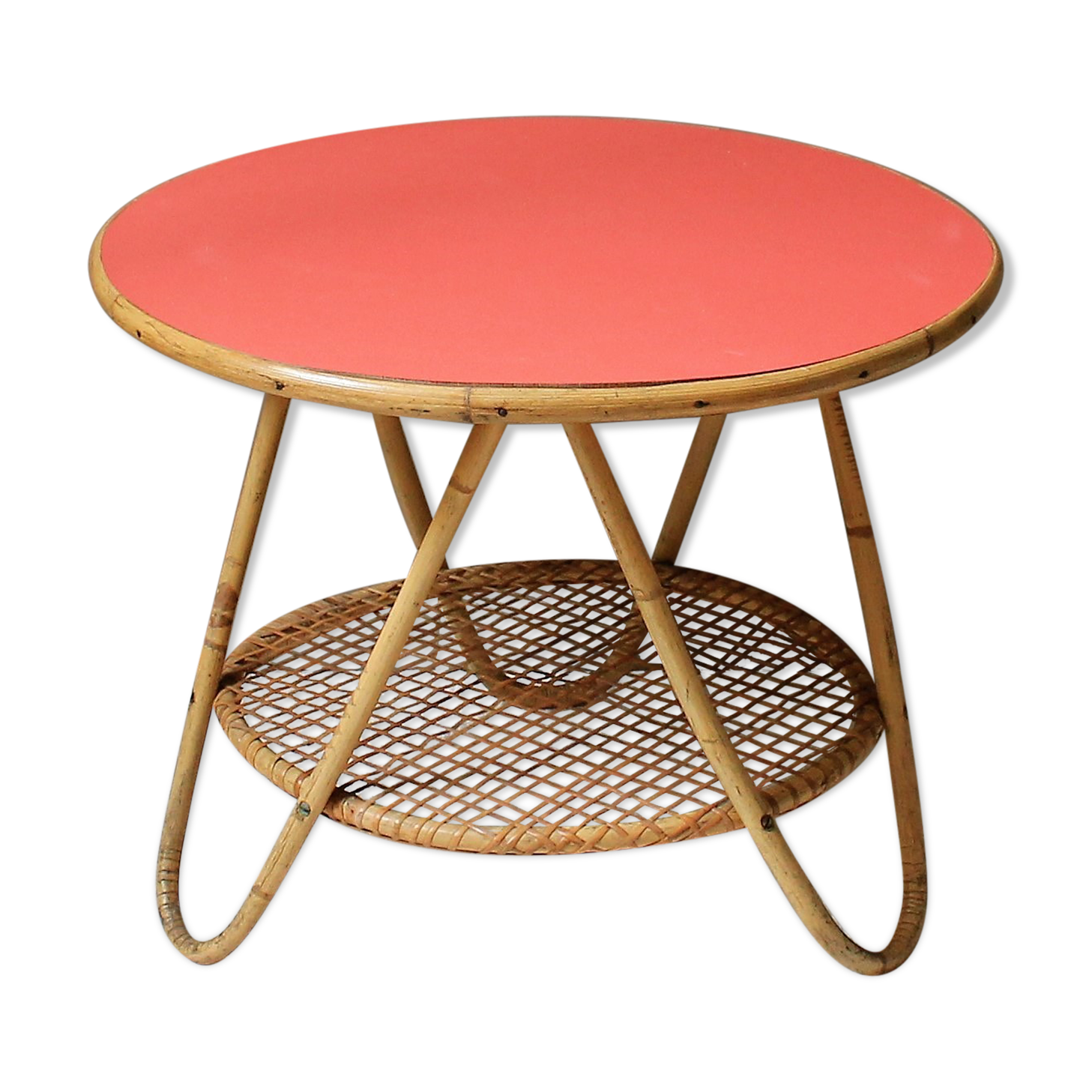 Table vintage rotin & formica