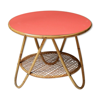 Vintage table 'rattan & formica'