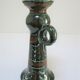 enamelled ceramic candle holder signed "S" plant decoration 70s