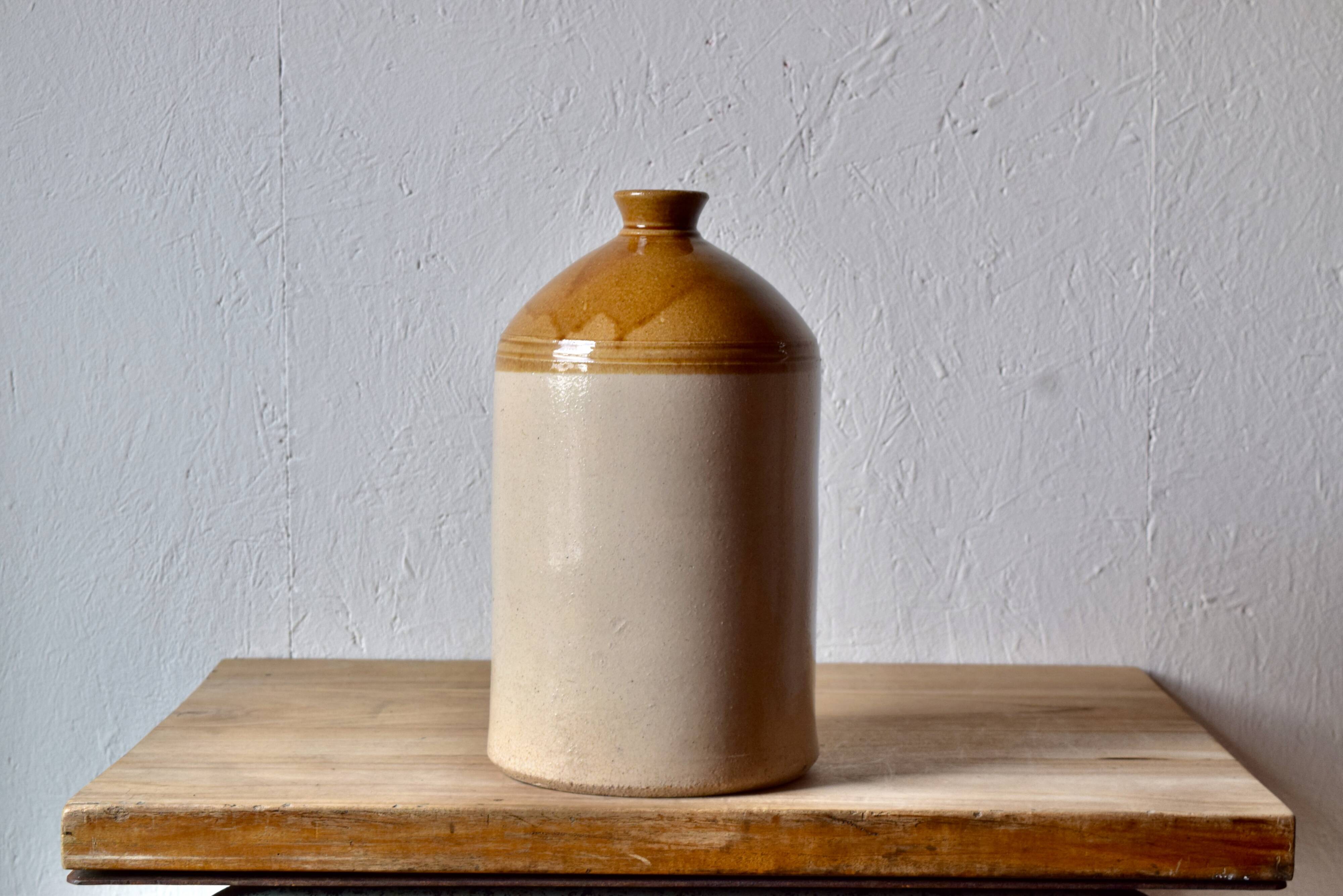 Antique British glazed stoneware rum jar SRD - Normandy - 1940s.