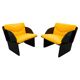 Pair of Italian Space Age Armchairs, Black Lacquer, 1970s