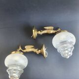 Pair of antique bronze wall sconces