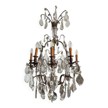 Grand lustre cage 12 lumières style Louis XV / Maison Baguès 105 X 60