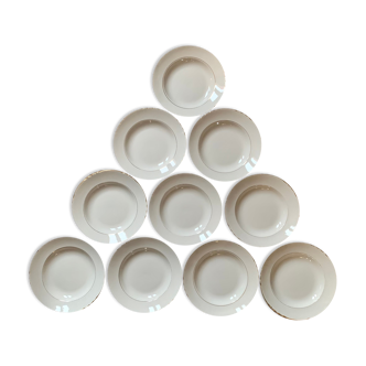 Lot de 10 assiettes creuses Moulin des Loups semi-porcelaine