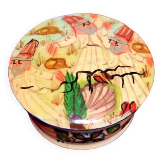 Boite ronde miniature os bovin décor persan peint main