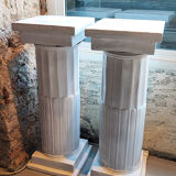 Pair of glazed terracotta harness columns