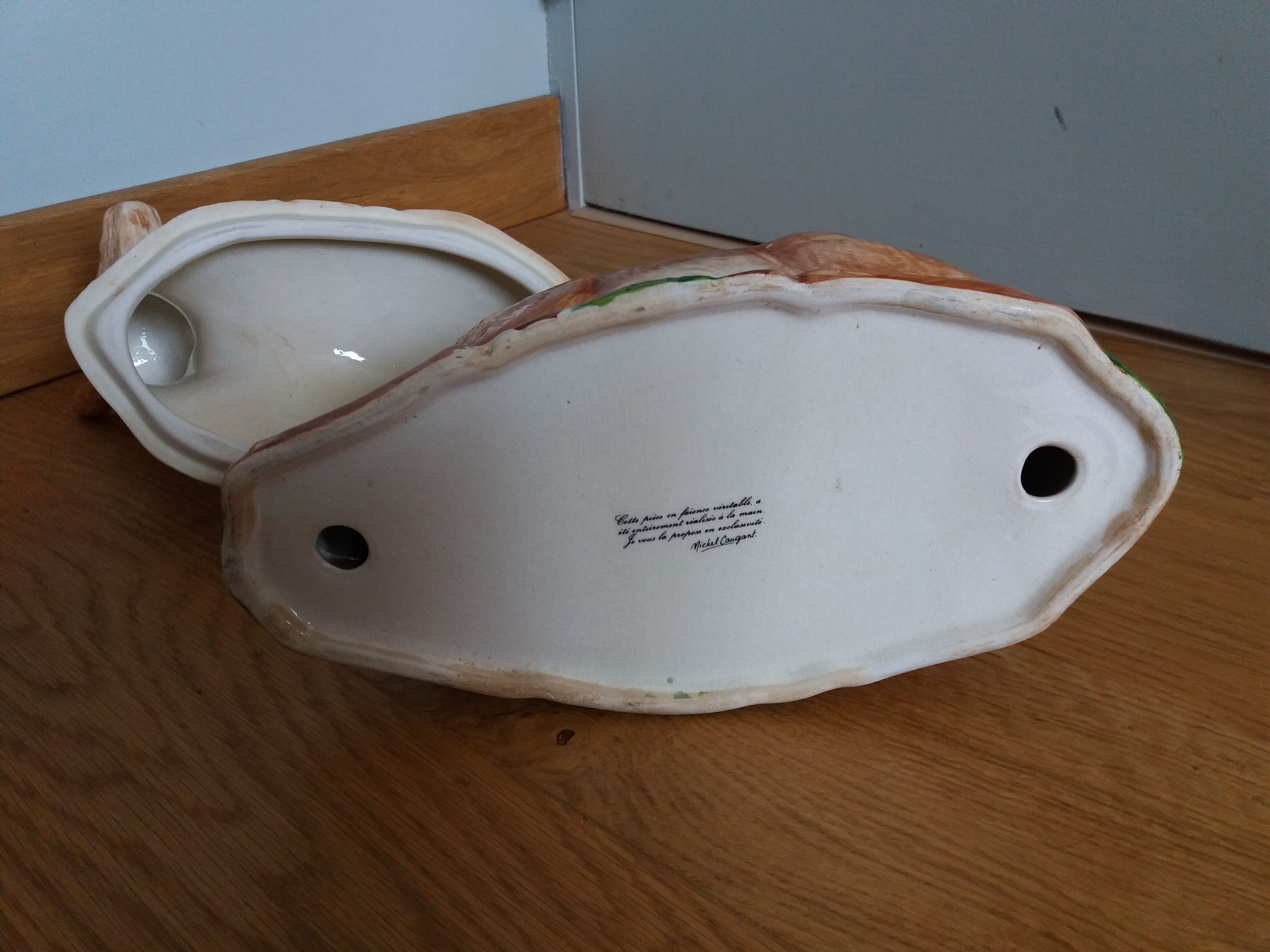 Terrine ceramic doe signed Caugant