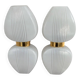 Pair of vintage wall lights from the 60s-70s in striped opaline glass and gilded brass.