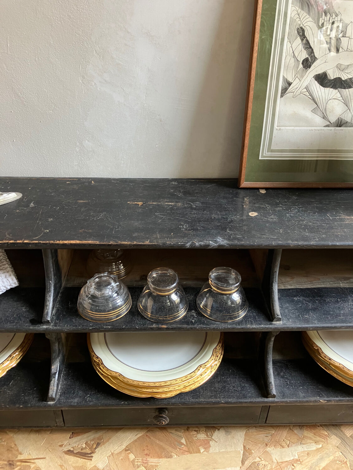 Old wooden kitchen shelf Early twentieth century