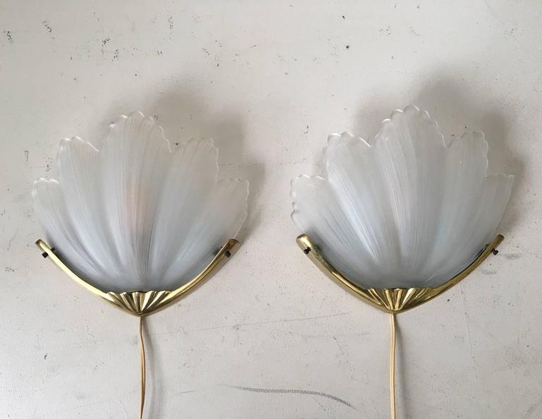 Sconces glass frosted metal golden years 1960-1970