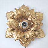 Flower wall lamp leaves golden metal 40cm