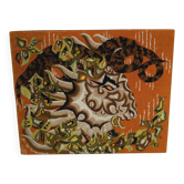 Vintage wall tapestry canvas The Ram M.M. Charollais 60s/70s