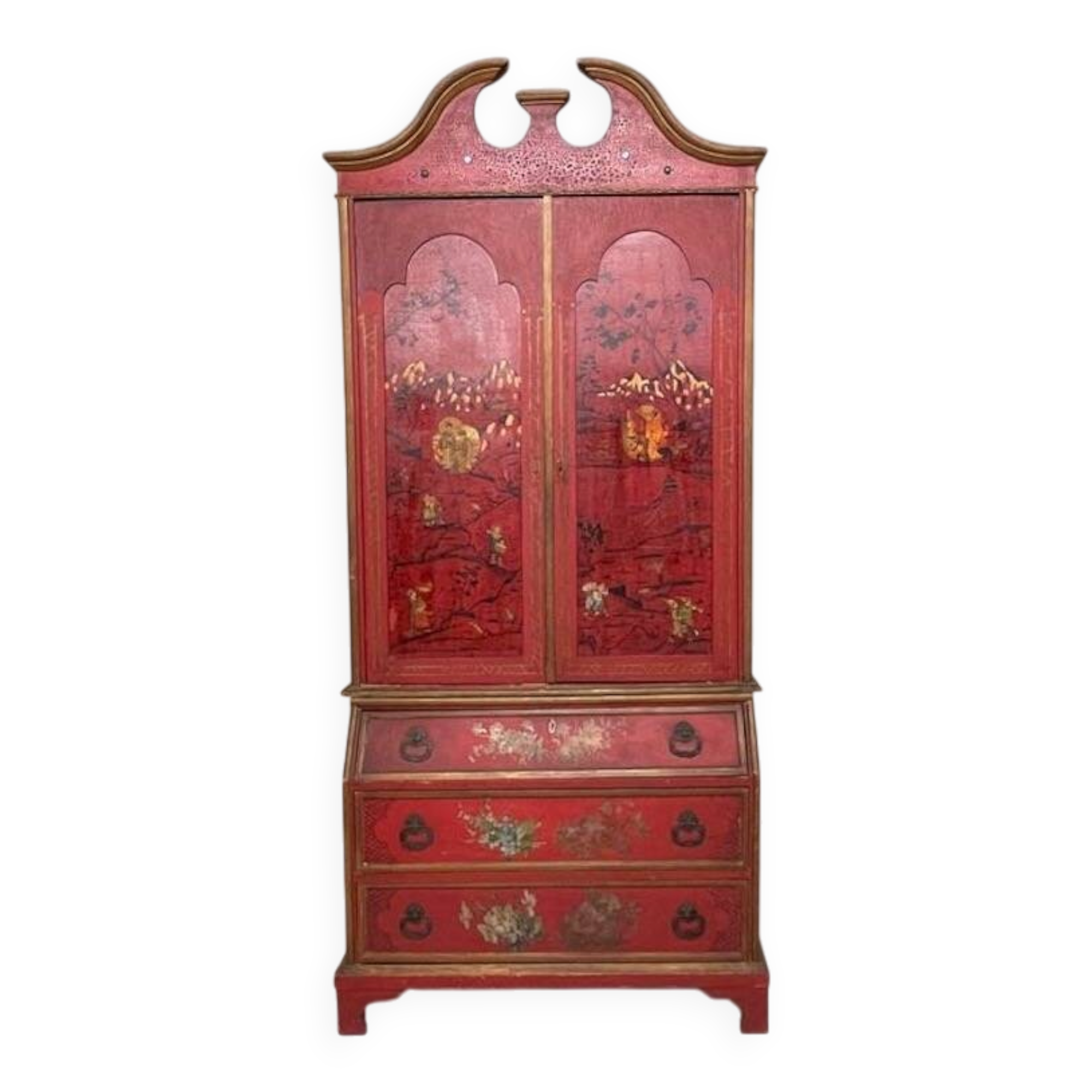 Trumeau with chest of drawers from the mid-20th century in chinoiserie style.