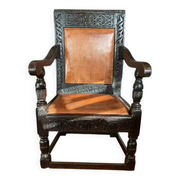 Chaise à bras anglaise époque XVII ème, Wainscot atmchair