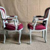 Pair of Louis XV style cabriolets upholstered in needlepoint