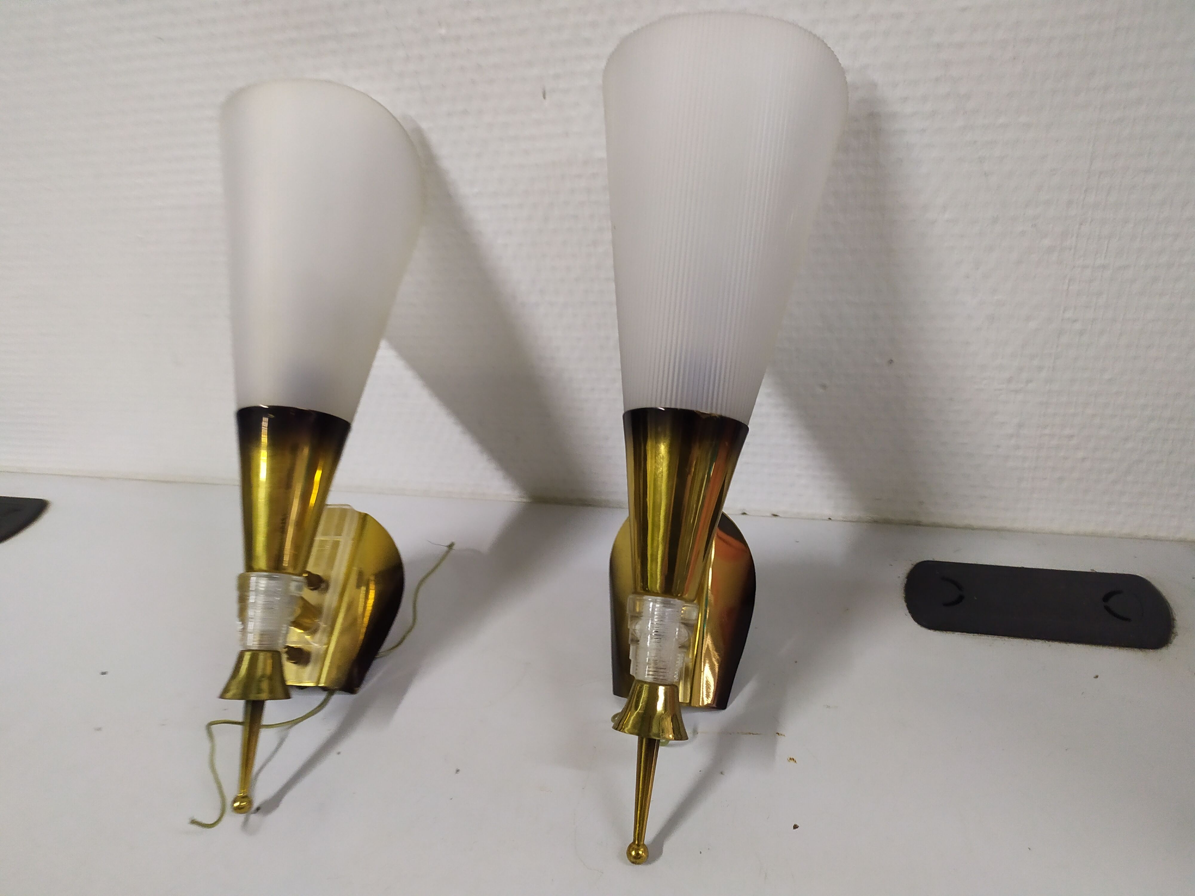 Pair of wall sconces plexiglass rockabilly gilded