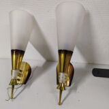 Pair of wall sconces plexiglass rockabilly gilded