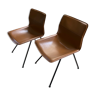 Set of 2 Zanotta chairs - Dan - Cognac leather