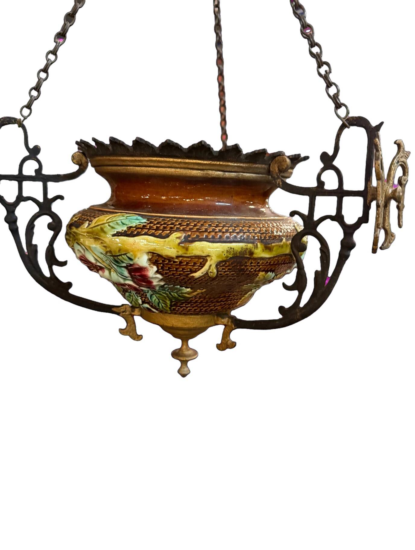 Hanging planter in earthenware