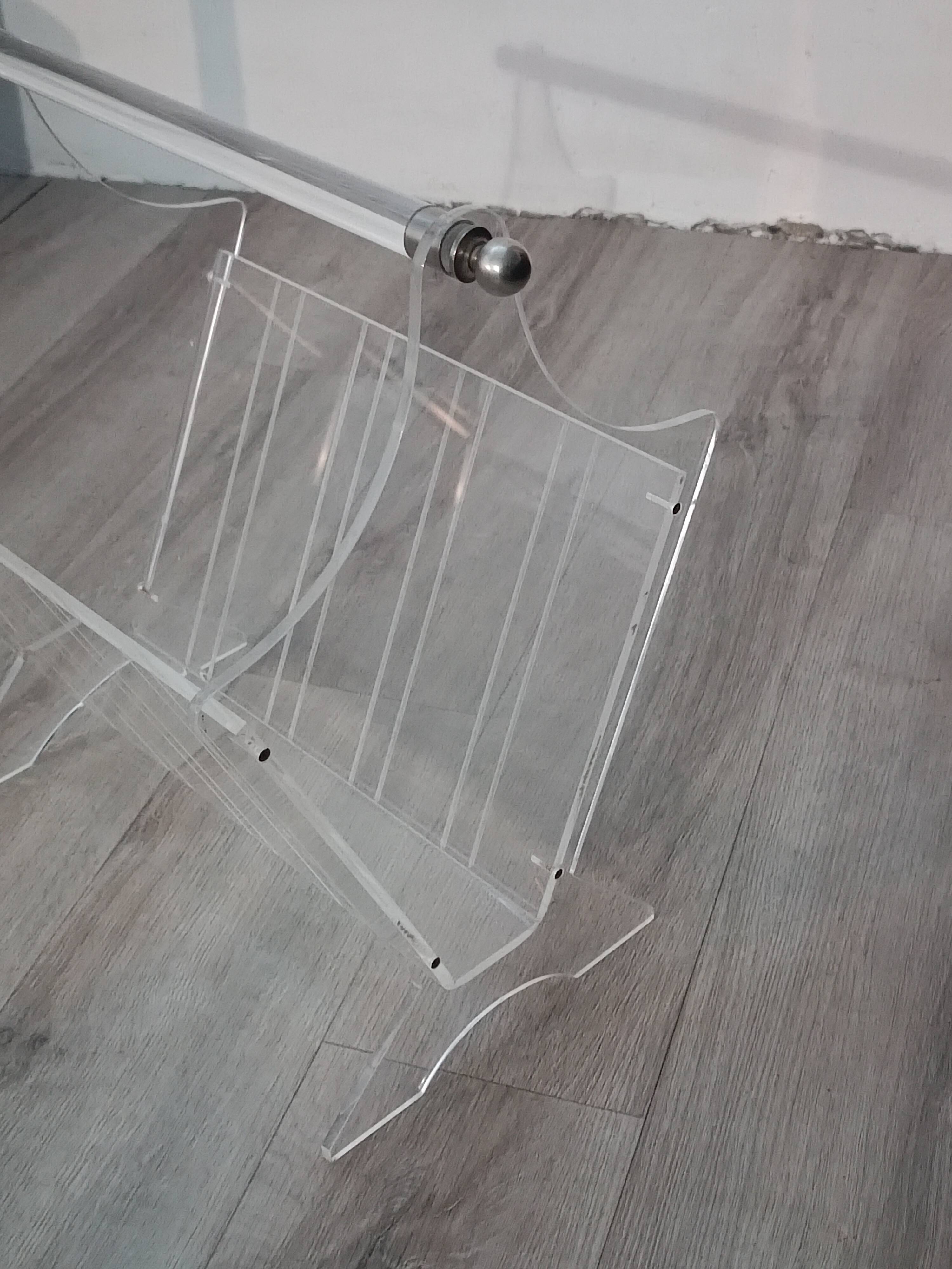 Vintage plexiglass magazine rack France 1980s