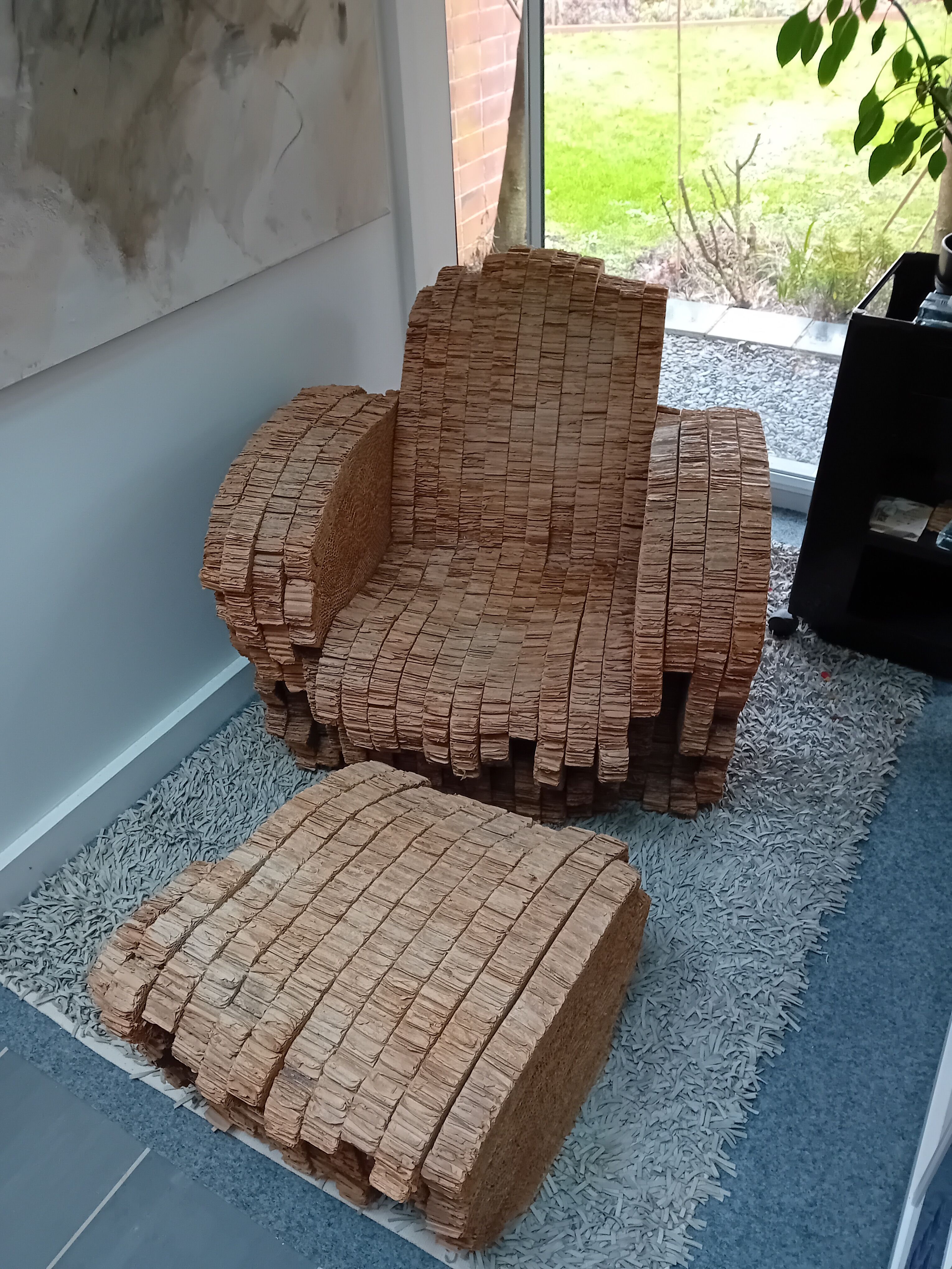 Pressed honeycomb cardboard armchair