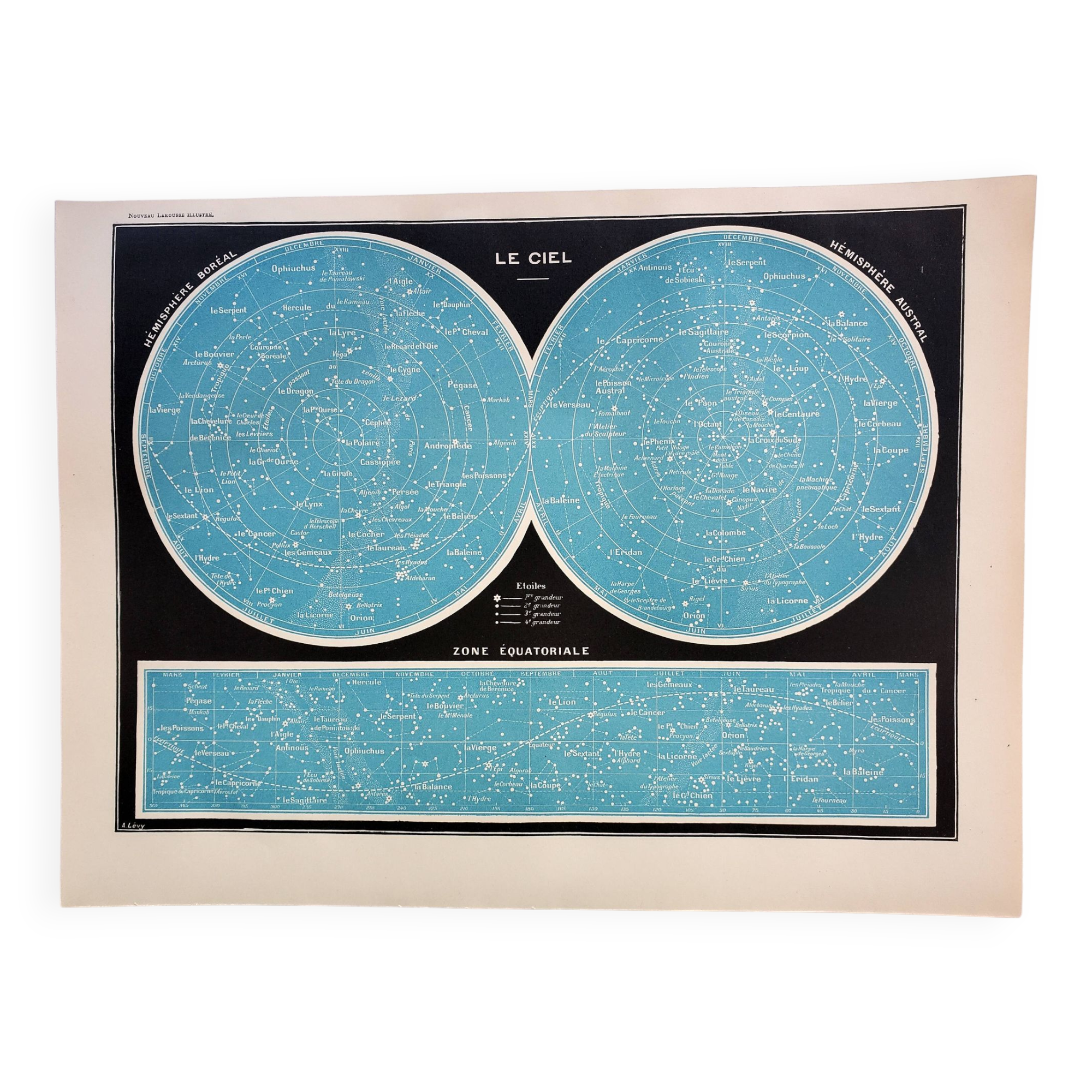 Old engraving 1898, Astronomical sky, astrology • Lithograph, Original plate