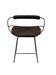 Bar stool with backrest, black smoked steel and dark brown saddle leather.