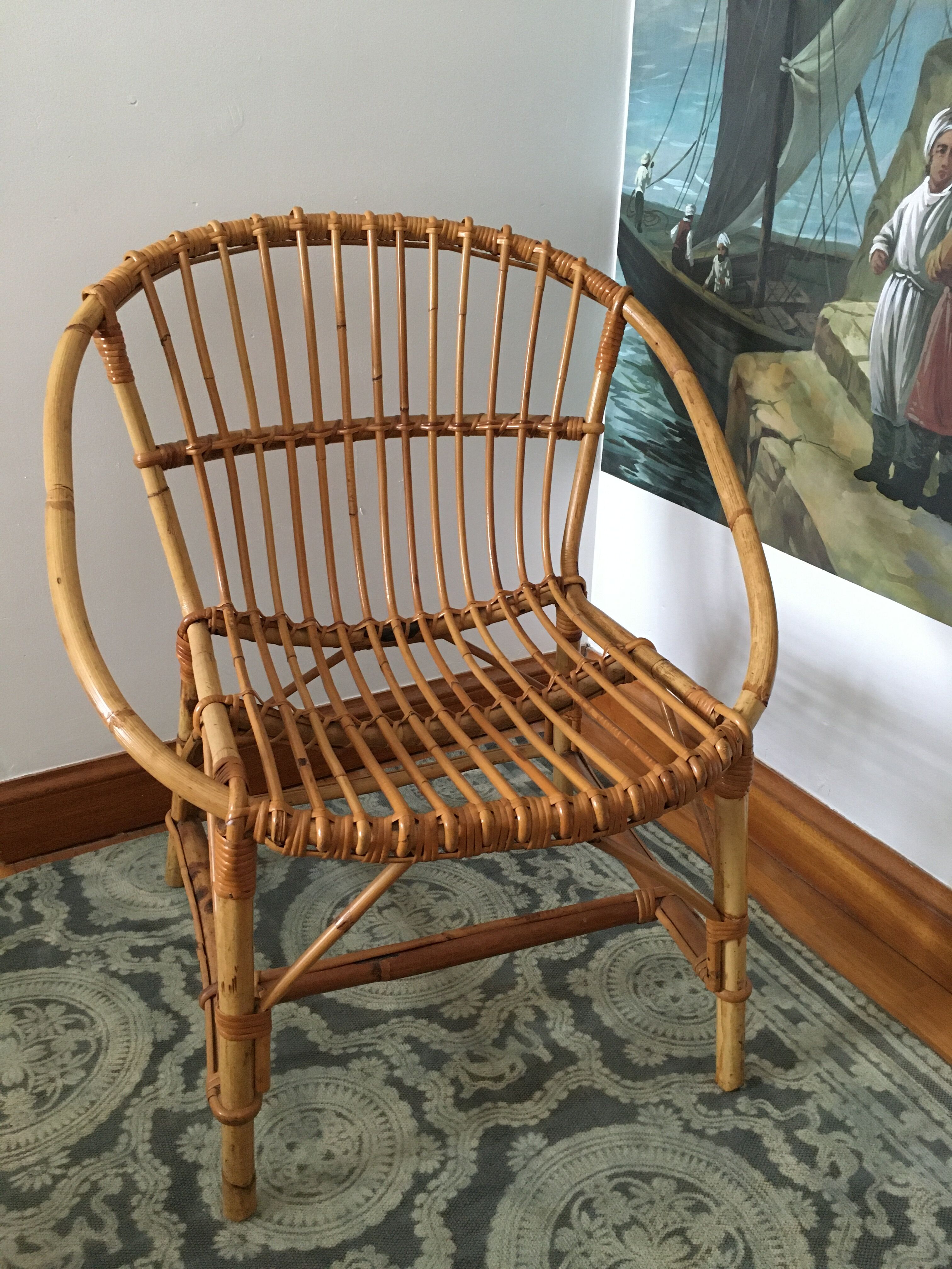 1960 rattan basket chair