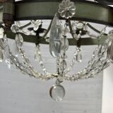 Empire style chandelier with tassels and patinated sheet metal, 20th century