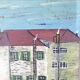 Huile sur bois « ville » Bernier