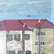 Oil on wood "city" Bernier