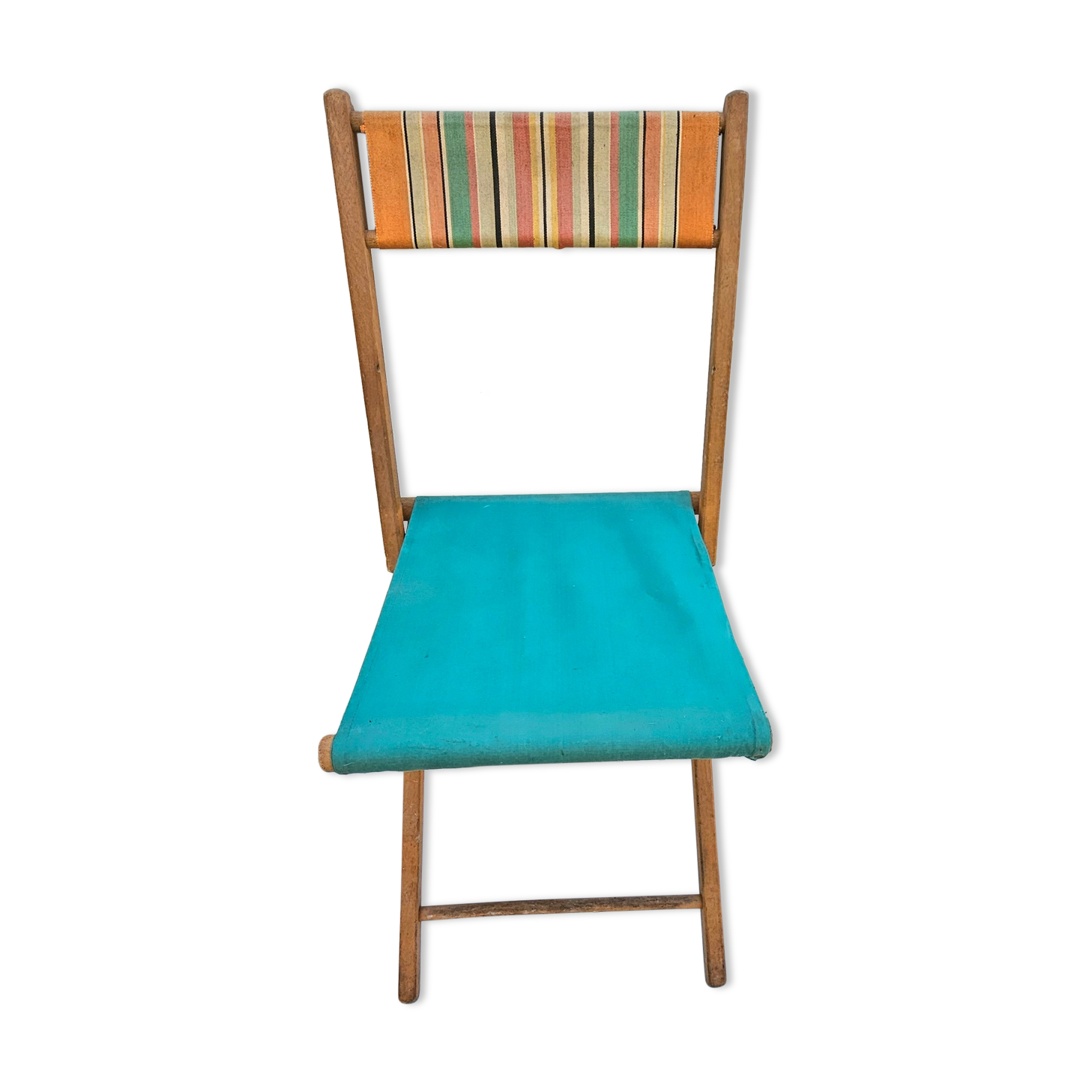 Folding fisherman's chair in wood and fabric