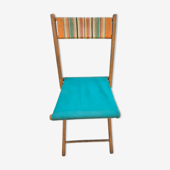 Folding fisherman's chair in wood and fabric